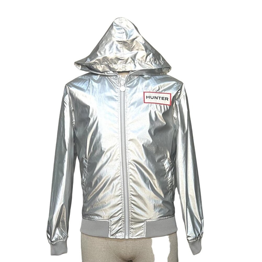 Hunter Silver Metallic Hooded Windbreaker Jacket